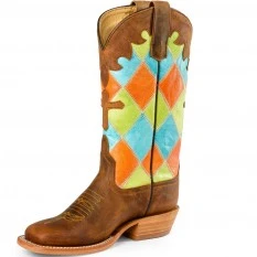 Kids Western Boots- Anderson Bean Patch Cross Square Toe K7033