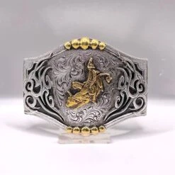 Buckle Silver & Gold Bull Rider