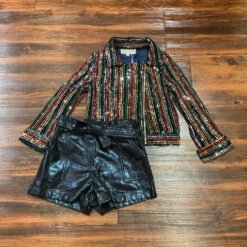 Navy Metallic Shorts