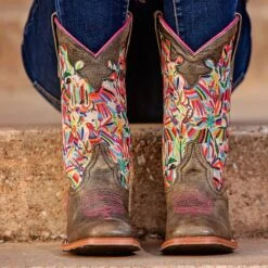 Macie Bean Multi-Color Cracktacular Square Toe Boot MK9133