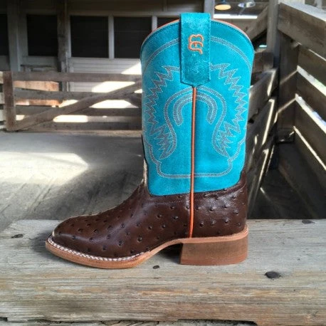 Anderson Bean Kids K7083 Chocolate Impostrich Square Toe Boot 2 Anderson Bean Kids K7083 Chocolate Impostrich Square Toe Boot - Image 2