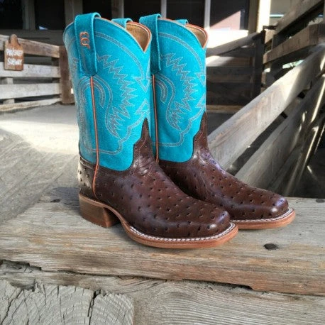 Anderson Bean Kids K7083 Chocolate Impostrich Square Toe Boot 3 Anderson Bean Kids K7083 Chocolate Impostrich Square Toe Boot - Image 3