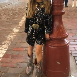 Black Sparkle Sequin Romper