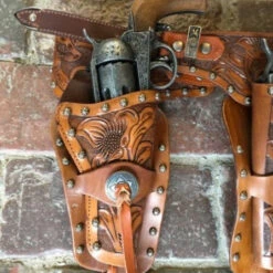 KIDS TOY Holster Brown Hand Tooled Gun -Texasgoldminors Outlet Store dark leather kid gun holster large