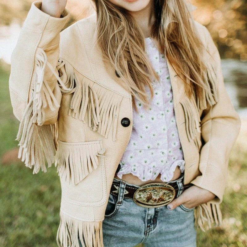 Fringe Leather Jacket Buckskin 2 Fringe Leather Jacket Buckskin - Image 2