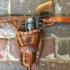 KIDS TOY Holster Brown Hand Tooled Gun