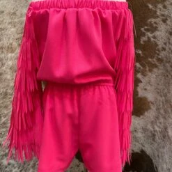 MIA Fringe Hot Pink Romper -Texasgoldminors Outlet Store hotpink3